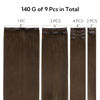 Picture of HOTBANANA Clip in Hair Extensions Real Human Hair 140g 9pcs 24 inch Chocolate Brown Clip in Human Hair Extensions Straight Remy Hair Extensions Full Head