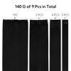 Picture of HOTBANANA Clip in Hair Extensions Real Human Hair 140g 9pcs 14 inch Jet Black Clip in Human Hair Extensions Straight Remy Hair Extensions Full Head