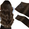 Picture of HOTBANANA Clip in Hair Extensions Real Human Hair 140g 9pcs 14 inch Light Dark Brown Clip in Human Hair Extensions Straight Remy Hair Extensions Full Head
