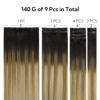 Picture of HOTBANANA Clip in Hair Extensions Real Human Hair 140g 9pcs 14 inch Balayage Ombre Brown to Dirty Blonde Clip in Human Hair Extensions Straight Remy Hair Extensions Full Head
