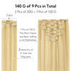 Picture of HOTBANANA Clip in Hair Extensions Real Human Hair 140g 9pcs 18 inch Light Blonde Highlighted Golden Blonde Clip in Human Hair Extensions Straight Remy Hair Extensions Full Head