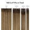 Picture of HOTBANANA Clip in Hair Extensions Real Human Hair 140g 9pcs 14 inch Chocolate Brown with Honey Blonde Clip in Human Hair Extensions Straight Remy Hair Extensions Full Head
