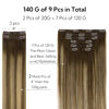 Picture of HOTBANANA Clip in Hair Extensions Real Human Hair 140g 9pcs 22 inch Chocolate Brown with Honey Blonde Clip in Human Hair Extensions Straight Remy Hair Extensions Full Head