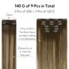 Picture of HOTBANANA Clip in Hair Extensions Real Human Hair 140g 9pcs 24 inch Balayage Chocolate Brown to Caramel Blonde Clip in Human Hair Extensions Straight Remy Hair Extensions Full Head