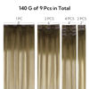 Picture of HOTBANANA Clip in Hair Extensions Real Human Hair 140g 9pcs 22 inch Walnut Brown to Ash Brown and Bleach Blonde Clip in Human Hair Extensions Straight Remy Hair Extensions Full Head