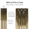 Picture of HOTBANANA Clip in Hair Extensions Real Human Hair 140g 9pcs 22 inch Walnut Brown to Ash Brown and Bleach Blonde Clip in Human Hair Extensions Straight Remy Hair Extensions Full Head