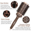 Picture of FIXBODY Hair Brush, Round Brush for Blow Drying, Curling, Styling, Nano Thermal Ceramic & Ionic Tech, Boar Bristle, 3.3 inch, 2 inch Barrel, for Women, Volume & Shine, Brown, Hair Brush for Thick Hair