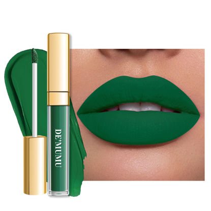 Picture of DE'MUMU Green Lipstick Matte for Women, Superstay Long Lasting Lipstick Smudgeproof Liquid Lipsticks, Cruelty Free Lip Makeup (DM02 Green Forest)