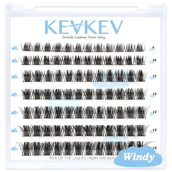 Picture of Lash Clusters 84 Pcs Cluster Lashes Eyelash Clusters DIY Cluster Eyelash Extensions Individual Lashes Soft and Comfortable (Windy,D-8-16mix)