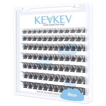 Picture of Lash Clusters 84 Pcs Cluster Lashes Eyelash Clusters DIY Cluster Eyelash Extensions Individual Lashes Thin Band & Soft(Haze,D-8-16mix)