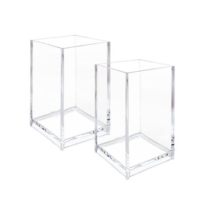 Picture of Newkita 2 Pack Clear Acrylic Pencil Pen Holder Cup, Clear Makeup Brush Holder, Acrylic Cosmetic Brushes Storage