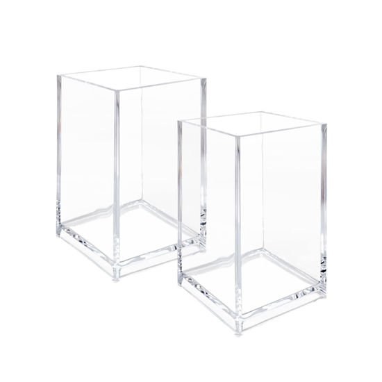 Picture of Newkita 2 Pack Clear Acrylic Pencil Pen Holder Cup, Clear Makeup Brush Holder, Acrylic Cosmetic Brushes Storage