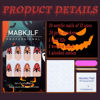 Picture of Halloween Fake Nails Medium Almond French Tip Press on Nails Nude Full Cover Pumpkin Nail Tip False Nails with Designs Glossy Glue on Nails Cute Acrylic Nails Artificial Nails for Women Girls 24Pcs