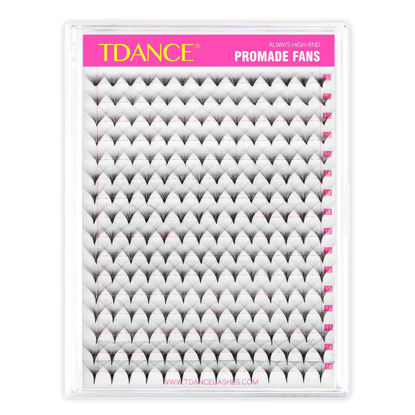 Picture of TDANCE Premade Fans Eyelash Extensions 224 Fans Pre Made Fans Lash Extensions Middle Stem Heat Bonded Premade Lash Fans Volume Lash Extensions (224-40D-0.03-C-8-15)