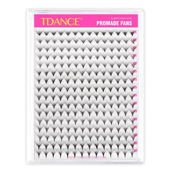 Picture of TDANCE Premade Fans Eyelash Extensions 224 Fans Pre Made Fans Lash Extensions Middle Stem Heat Bonded Premade Lash Fans Volume Lash Extensions (224-40D-0.03-C-8-15)