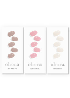 Picture of ohora Semi Cured Gel Nail Strips Set of 3(N Cream Cotton, N Cream Beige, N Cream Pink)-Works with Any Nail Lamps, Salon-Quality, Long Lasting, Easy to Apply&Remove-Includes Prep Pads, Nail File, Stick