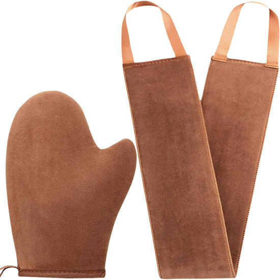 Picture of 2 in 1 Self Tanning Mitt Applicator kit Self Tan Mit Self Tanner Mitt and Back Lotion Applicators for Your Back, Self Tan Mitt, Back Applicator Mitt for Self Tanner, Ultra Soft and Streak Free