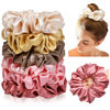 Picture of CEELGON Large Silk Satin Scrunchies for Women Big Scrunchies Jumbo Satin Hair Ties Oversized Hair Scrunchies for Thick Curly Hair Pack of 6 (Pink,Champagne,Ivory,Gold)