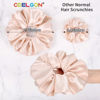 Picture of CEELGON Big Real Silk Scrunchies for Hair Satin Oversized for Sleep Large Scrunchie for Curly Hair Silk Thick Elastic Hair Ties Jumbo Hair Scrunchies 6 Pack (black, champagne, pink,khaki, blue, shell pink)