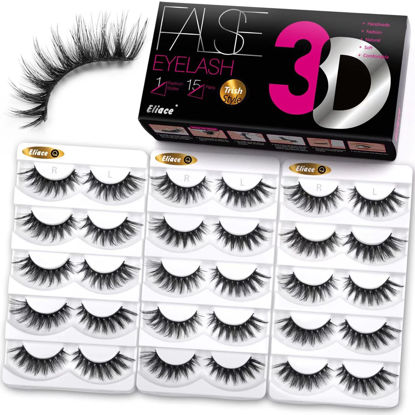 Picture of Eliace False Eyelashes Cat Eye-Lashes 3D Mink Lashes,Spiky Wispy Natural Long Faux Mink Lashes Strips Soft & Reusable Makeup Professional Fake Eyelashes Pack 15 Pairs | Trish Style