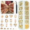 Picture of qiipii 2052Pcs Golden Rhinestones for Nails 72pcs Multi Shapes Crystal Flatback Champagne gold Rhinestones Gems +1980pcs Round Beads Glass Stones Diamonds Jewels w Wax Pen for Faces Eyes Makeup Crafts