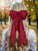 Picture of Women Big Bow Barrettes Girl's Satin Hairclips Long Ribbon Hair Pins Accessories For Party (Burgundy)
