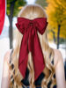 Picture of Women Big Bow Barrettes Girl's Satin Hairclips Long Ribbon Hair Pins Accessories For Party (Burgundy)