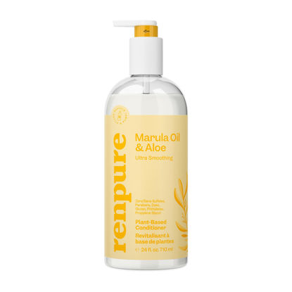 Picture of Renpure Plant Based Marula Oil and Aloe Ultra Smoothing Conditioner - Ideal for Dry, Frizzy Hair - Leaves Hair Hydrated - Gentle Formula - Paraben Free - Recyclable, Pump Bottle Design - 24 fl oz