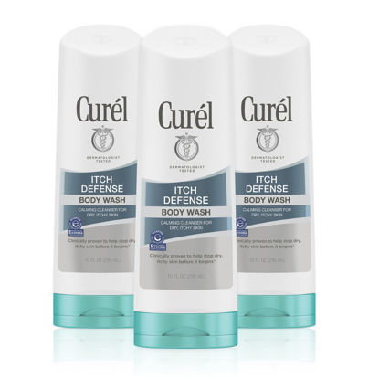 Picture of Curel Itch Defense Calming Daily Cleanser, Body Wash, Soap-free Formula, for Dry, Itchy Skin, with Hydrating Jojoba and Olive Oil, 10 Oz, Pack of 3