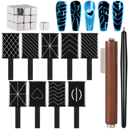 Picture of HYWWPFLAY 38 PCS Cat Eye Magnet For Nails Cat Eye Gel Nail Polish Magnet 3 IN 1 Cat Eye Magnetic Nail Polish Wand Multifunctional Nail Art Magnet Manicure Design Tools DIY Salon Accessories