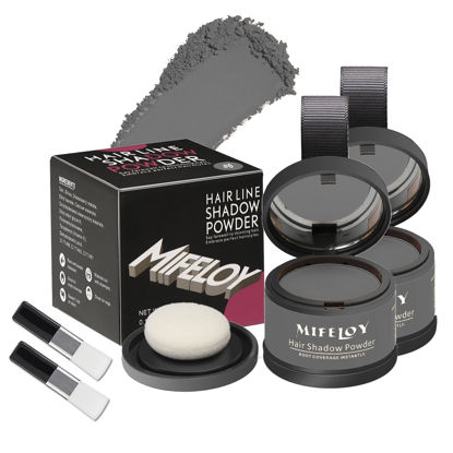 Picture of Mifeloy 2 Pack Root Touch Up Shadow Powder, Gray Hair Cover Up, Women Color Root Coverage Powder for Thinning Grey Hairline, Men Instantly Concealer Hair Loss Beard Line Eyebrow, Gray