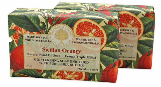 Picture of Wavertree & London Sicilian Orange Scented Natural Soap (2 Bars), 7oz Moisturizing French Triple Milled Soap Bars enriched with shea butter - Pure Plant Oil Bath & Body Soap for All Skin Types
