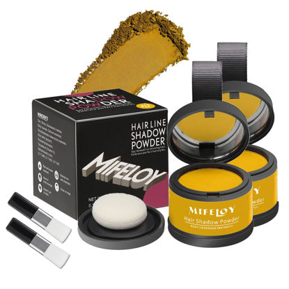 Picture of Mifeloy 2 Pack Root Touch Up Shadow Powder, Gray Hair Cover Up, Women Color Root Coverage Powder for Thinning Grey Hairline, Men Instantly Concealer Hair Loss Beard Line Eyebrow, Blonde