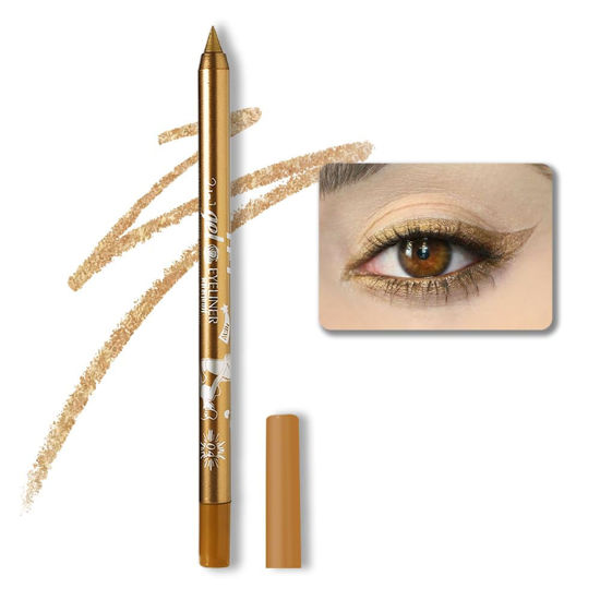 Picture of evpct 1Pcs Gold Color Gel Glitter Eyeliner Pencils Set for Women Waterline Waterproof Smudge Proof lapiz de ojos delineador de ojos contra el agua Eye Liner Makeup,04# Gold