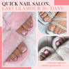 Picture of Square Toe Tips Gel x Full Cover Luckyfairy Toe Nail Press Ons No File 504pcs False Toenails Extension Kit Soak Off Clear Toe Acrylic False Nail Tips DIY Home Art Press On Nails French Style 15 Sizes