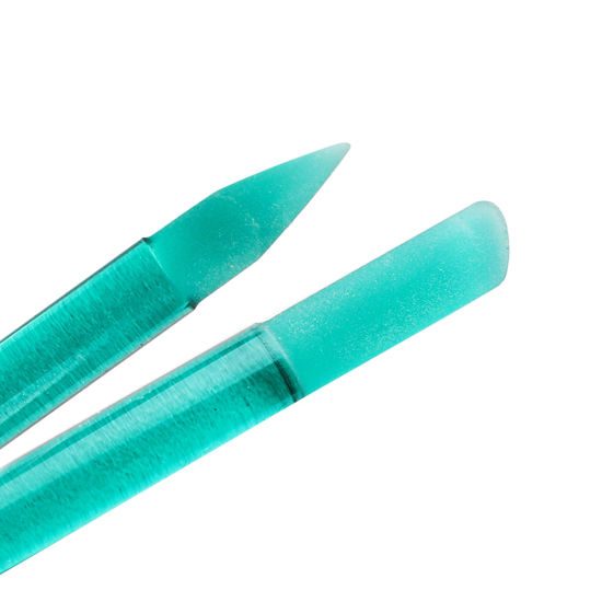 Picture of Bona Fide Beauty Glass Cuticle Pusher - 1pc Green Manicure Stick with Case, Dual-Ended Cuticle Remover