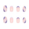 Picture of RikView French Tip Press on Nails Short Fake Nails Oval Purple Nails for Women with Swirls Design