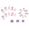 Picture of RikView French Tip Press on Nails Short Fake Nails Oval Purple Nails for Women with Swirls Design