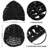Picture of Geyoga 4 Pieces Mesh Crochet Hair Net Rayon Knit Snood Hat Thick Short Women Hairnet Snoods Cover Ornament for Sleeping (Black, Pink)