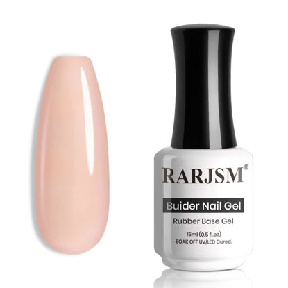 Picture of RARJSM Rubber Base Gel Nude Pink Rubber Base Coat Gel Nail Polish Sheer Pink for Nails French Manicure Transparente Extend Gel Soak Off UV LED Curing Requires Single Bottle 15ml Salon Home DIY Use