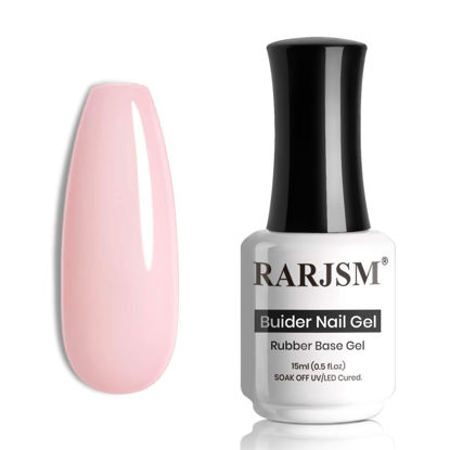 Picture of RARJSM Gel Builder Rubber Base Milky Pink,Rubber Base Gel Extension,Rubber Base Coat Nude Gel Polish,Soft Pink Gel Nail Polish Nail Reapair Soak Off Curing Requires 1 Bottle 15ml French Manicure
