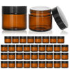 Picture of KEYWING 2oz Small Glass Jars, 35 Pack Amber Glass Cosmetic Jars with Black Lids, Round Sample Container with Inner Liners for Cream, Lotions, Powders and Ointments