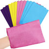 Picture of Tatuo 12 Pieces Korean Exfoliating Mitt Exfoliating Cloth Towel Korean Style Body Scrub Korean Style Scrubbing Cloth Bath Body Exfoliating Scrub Towel (Purple, Yellow, Pink, Blue,Large)