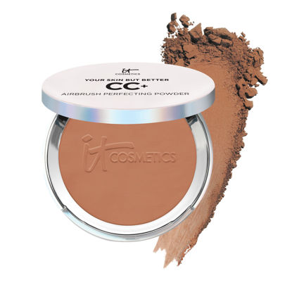 Picture of IT Cosmetics CC+ Airbrush Perfecting Powder Foundation - Buildable Full Coverage Of Pores & Dark Spots - Hydrating Face Makeup with Hydrolyzed Collagen & Niacinamide - Deep - 0.33 Oz