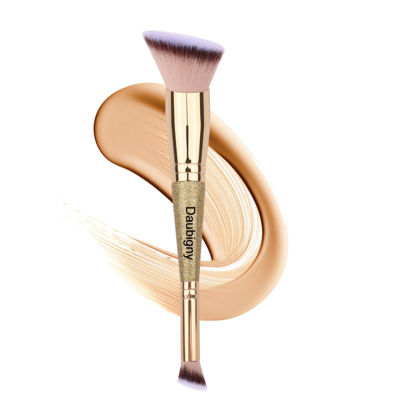 Picture of Daubigny Makeup Brushes Angled Dual-ended Foundation Brush Concealer Brush Perfect for Any Look Premium Luxe Hair Rounded Taperd Flawless Brush Ideal for Liquid, Cream, Powder,Blending,