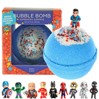 Picture of Superhero Bath Bombs for Kids & Boys with Surprise Hero Toys Inside (1 Pack) - Large Bubble Bomb with Fruity Scent, Relaxing Aroma, USA Made - Ideal Gift for Children by Two Sisters