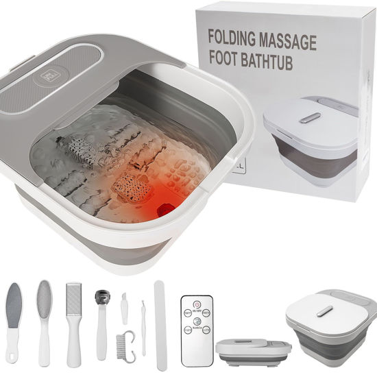 Picture of UNIFULL Collapsible Foot Spa Bath with Heat and Massage Rollers, Bubble, Foot Pedicure Kit, Temperature Control, Red Light, Pedicure Foot Spa, Foot Bath