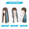 Picture of RINBOOOL Colored Hair Extensions Clip In for Kids Girls Women, Teal Blue 10 Pieces Rainbow Color, 22 Inch Long Straight Highlights Party, Synthetic