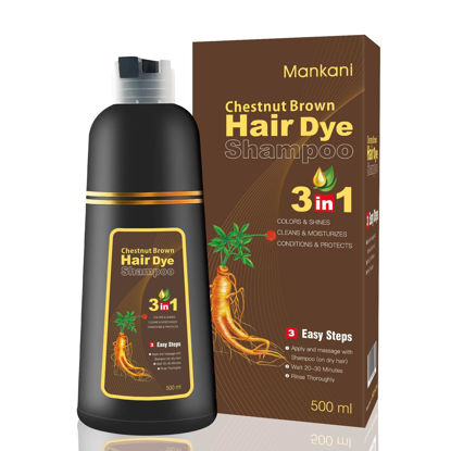 Picture of Mankani Herbal Hair Dye Shampoo - Hair Color Shampoo-Dark Brown -Instant Gray Coverage, Long-Lasting, Easy to Use, for All Hair Types,Champu Para Canas 17.6 Ozl(500ml)