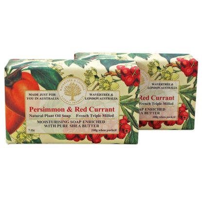 Picture of Wavertree & London Persimmon & Red Currant Scented Natural Soap Bars (2 Bars), 7 oz Moisturizing French Triple Milled Soap Bars enriched with shea butter, Plant Oil Bath & Body Soap for Women & Men